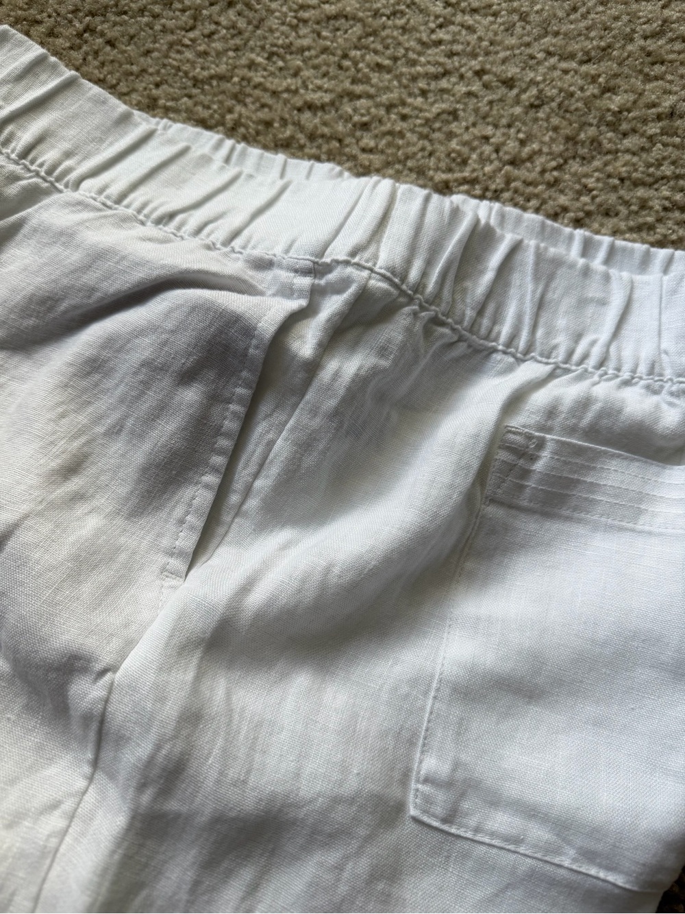 J. Jill Pure Jill White Linen Cropped Pants Petite MP NWT Elastic Waist Summer - Picture 4 of 5